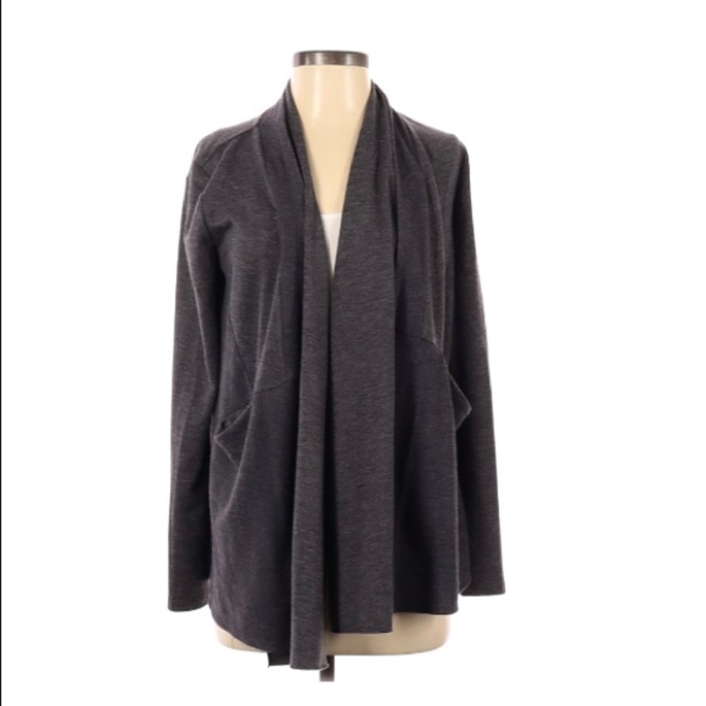 LOGO by Lori Goldstein Lounge Long Sleeve Gray Cardigan
